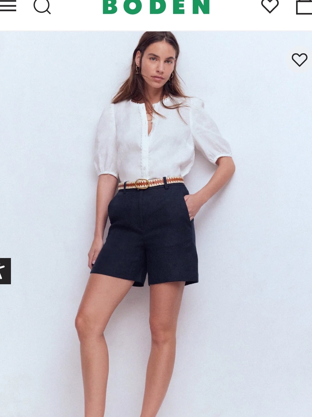 Boden belgravia Women's Navy Linen Tailored Shorts